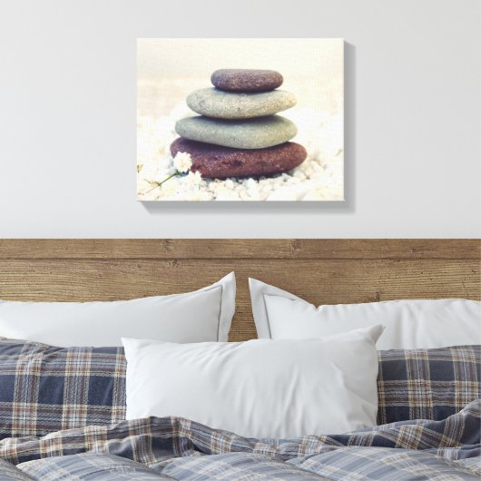 Stapelstenen Meditatieve Cairn Canvas Afdruk (Insitu (Slaapkamer))