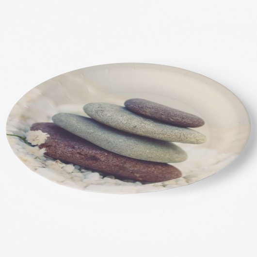 Stapelstenen Meditatieve Cairn Papieren Bordje (Gekanteld)