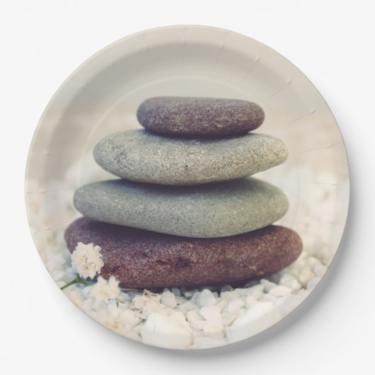 Stapelstenen Meditatieve Cairn Papieren Bordje (Voorkant)