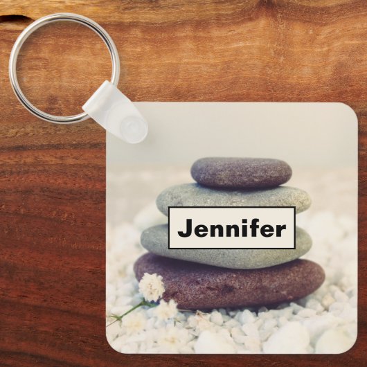 Stapelstenen Meditatieve Cairn Sleutelhanger (Voorkant)