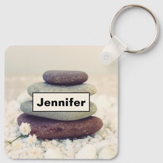 Stapelstenen Meditatieve Cairn Sleutelhanger (Achterkant)