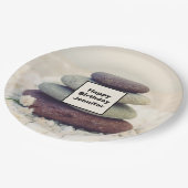 Stapelstenen Meditatieve Cairn Verjaardag Papieren Bordje (Gekanteld)