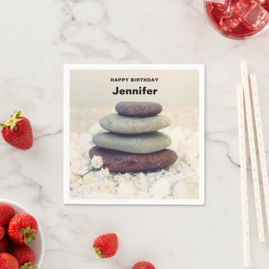 Stapelstenen Meditatieve Cairn Verjaardag Servet (Insitu)