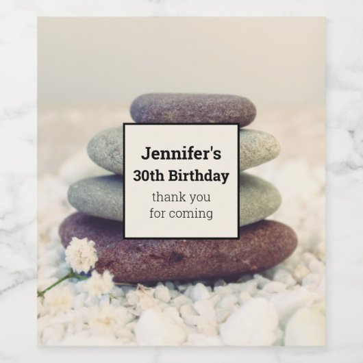 Stapelstenen Meditatieve Cairn Verjaardag Wijn Etiket (Enkel label)