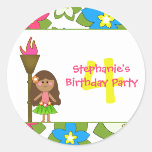 Stapelstokjes voor meisjes in de tropische hulpen ronde sticker