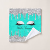 Stapelt het effect van Glitter Aqua Lashes Hallo B Bad Handdoek (Wasdoekje)
