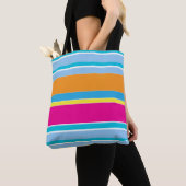 Stapeltoverkleurige strepen tote bag (Dichtbij)