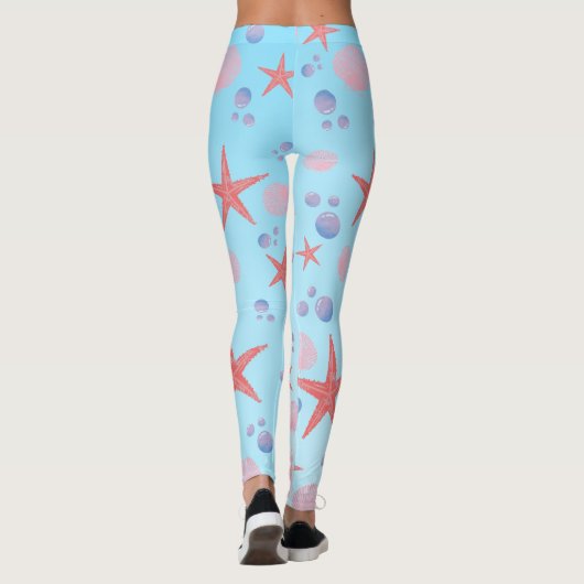 Stapelvis Zee schelpdiervis Kustzomer zeestrand Leggings (Achterkant)