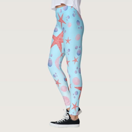 Stapelvis Zee schelpdiervis Kustzomer zeestrand Leggings (Links)
