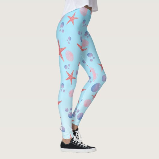 Stapelvis Zee schelpdiervis Kustzomer zeestrand Leggings (Rechts)