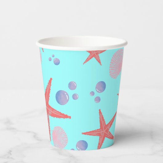 Stapelvis Zee schelpdiervis Kustzomer zeestrand Papieren Bekers (Achterkant)