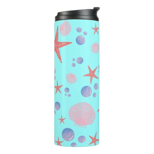 Stapelvis Zee schelpdiervis Kustzomer zeestrand Thermosbeker (Gedraaid links)