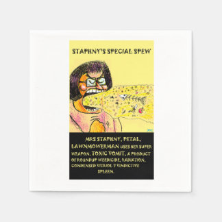 Staphny spuugt servetten uit