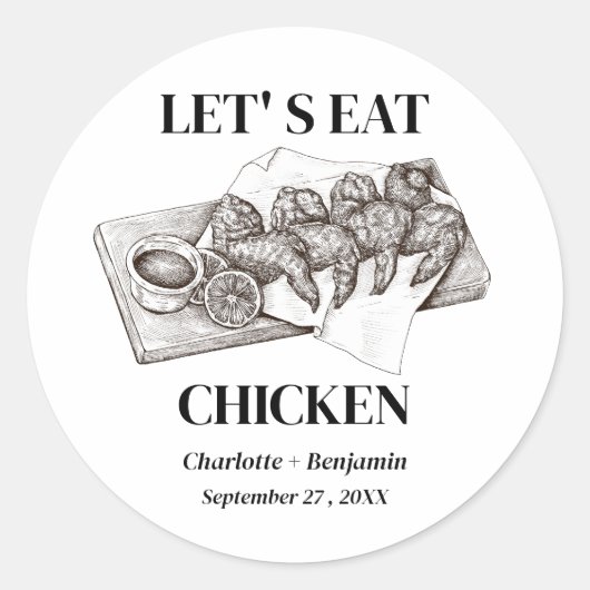 Stapkaart voor Chicken Wedding Meal Ronde Sticker (Voorkant)