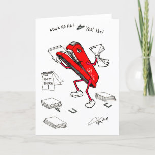 Stapler in een Paper Warehouse verjaardagskaart Kaart