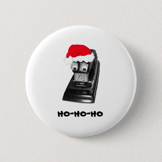 Stapler met Googly Eyes, Santa Hat, HoHoHo Ronde Button 5,7 Cm (Voorkant)