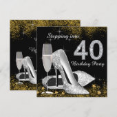 Stappen in 40 verjaardagsfeest zilver goud kaart (Voorkant / Achterkant)