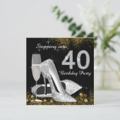 Stappen in 40 verjaardagsfeest zilver goud kaart (Staand voorkant)