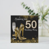 Stappen in 50 verjaardagsfeestje kaart (Staand voorkant)