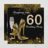 Stappen in 60 verjaardagsfeestje kaart (Voorkant / Achterkant)