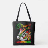 stappen in de 19e Afro Vrouw Zwart Meisjes Tote Bag (Achterkant)