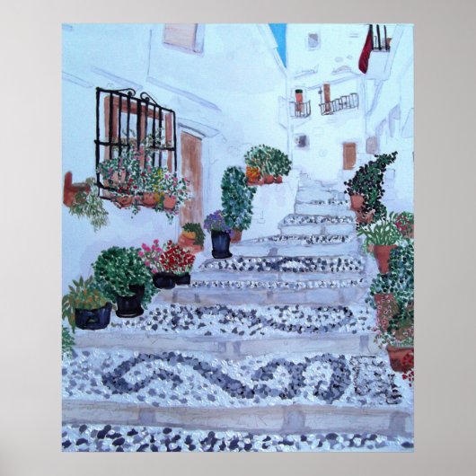 Stappen in de oude stad Frigiliana Poster (Voorkant)