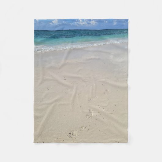 Stappen in het Zand: Kustcomfort Fleece Deken (Voorkant)