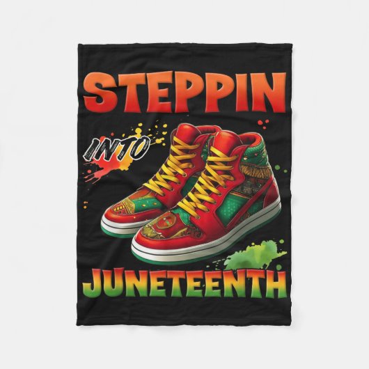 Stappen in Juneteenth Afro Afrikaanse sneakers voo Fleece Deken (Voorkant)