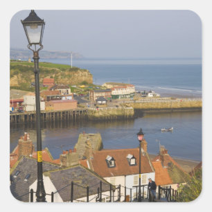 Stappen naar de haven, Whitby, Noord Vierkante Sticker