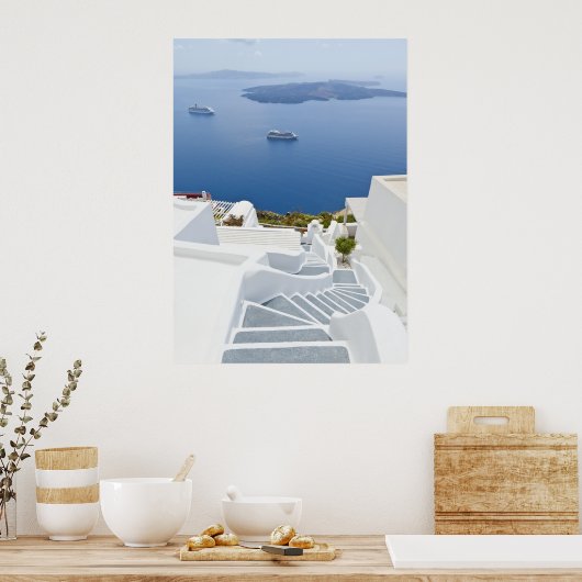 Stappen Santorini Poster (Keuken)