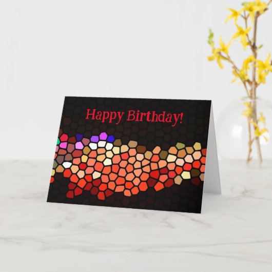 Stappen Steppingstones Mozaïek Kleurrijke Verjaard Kaart (Gele Bloem)