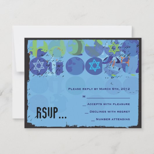 STAPPEN STONES Bar Bat Mitzvah Reply Card RSVP Kaartje (Voorkant)