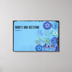 STAPPEN STONES Bar Mitzvah Mitzvah Sign-In Board Canvas Afdruk
