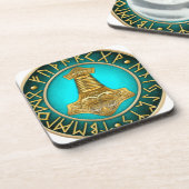 Stappen - Thors Hammer - Blauwgroen Bier Onderzetter (Linkerzijde)