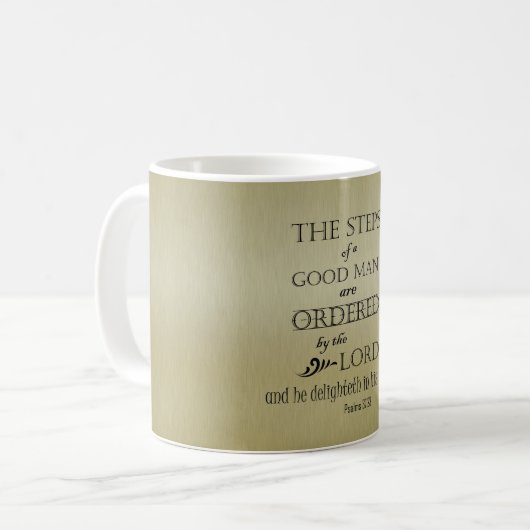 Stappen van een goed Man Bijbelvers Koffiemok (Voorkant links)