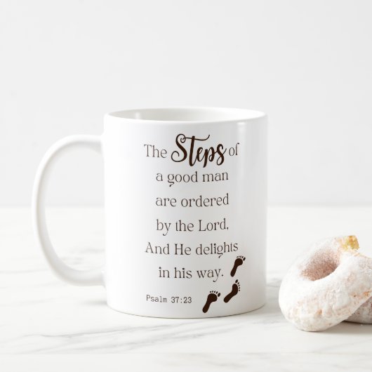 Stappen van een goed Man - Psalm 37:23 Koffiemok (Met donut)