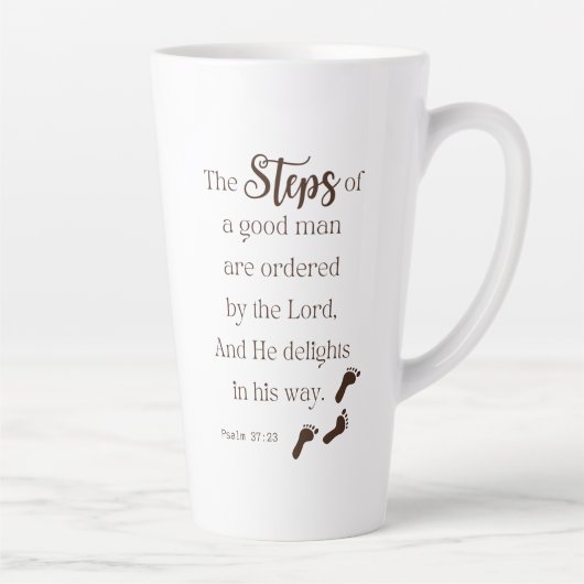 Stappen van een goed Man - Psalm 37:23 Latte Mok (Rechts)