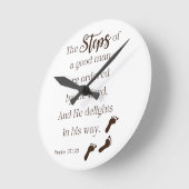Stappen van een goed Man - Psalm 37:23 Ronde Klok (Hoek)