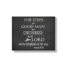 Stappen van een goede Man Bijbel Verse Typografie