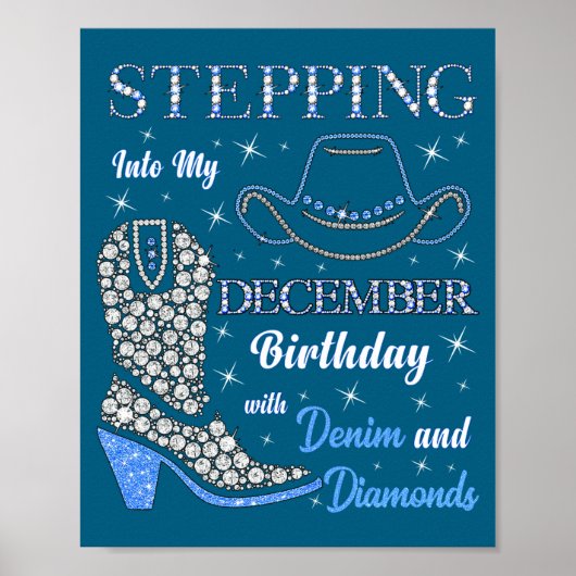 Stappend in mijn december verjaardag met denim en  poster (Voorkant)