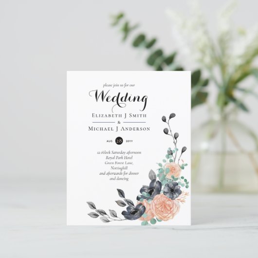 Stappend zwart koraal - Floral Wedding vraagt om b (Staand voorkant)
