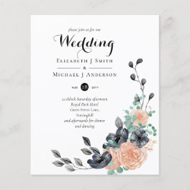 Stappend zwart koraal - Floral Wedding vraagt om b
