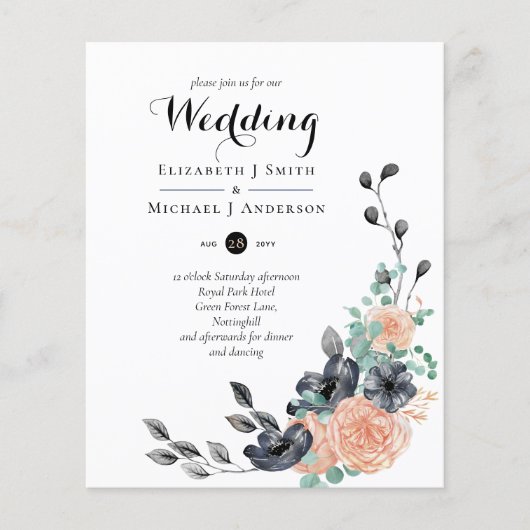 Stappend zwart koraal - Floral Wedding vraagt om b (Voorkant)