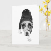 Stappende Hond Stuurt Warme Motiverende Wensen Kaart (Gele Bloem)