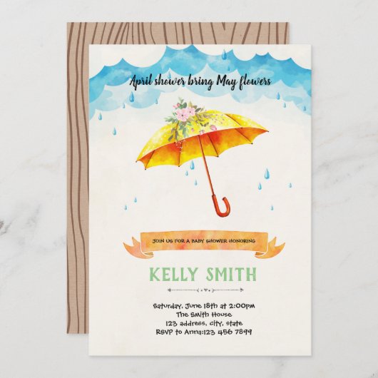 Stappendouche kan een uitnodiging voor bloemen (Voorkant / Achterkant)