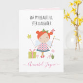 Stapsdochter verjaardagsmeisjes, grillig kaart (Gele Bloem)