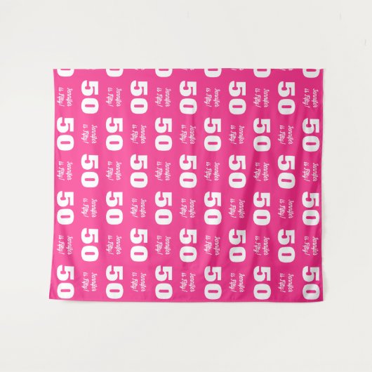 Stapsgewijs herhaalde tekst 'Script Pink White' vo Wandkleed (Voorkant (horizontaal))