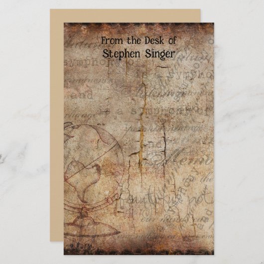 Stapsgewijs reisblad voor Steampunk-Wereldbol Briefpapier (Voorkant / Achterkant)