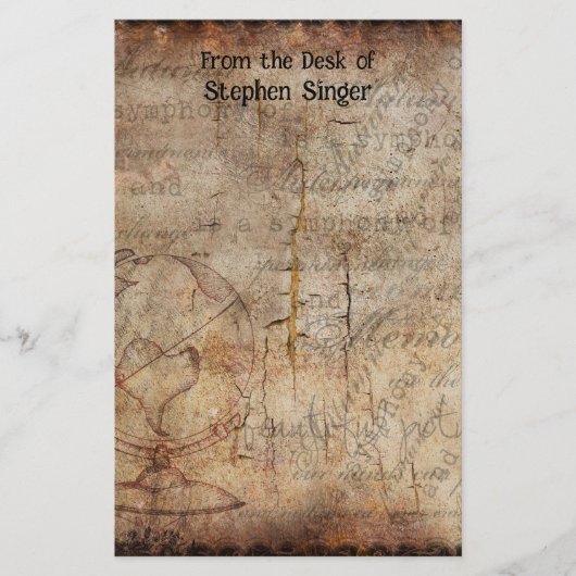 Stapsgewijs reisblad voor Steampunk-Wereldbol Briefpapier (Voorkant)