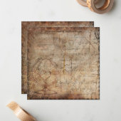 Stapsgewijs Wereldbol Reisjournaal met stuurdruk Notitiekaartje (Voorkant / Achterkant in situ)